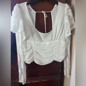 NWOT Free People white cropped Lacey shirt
